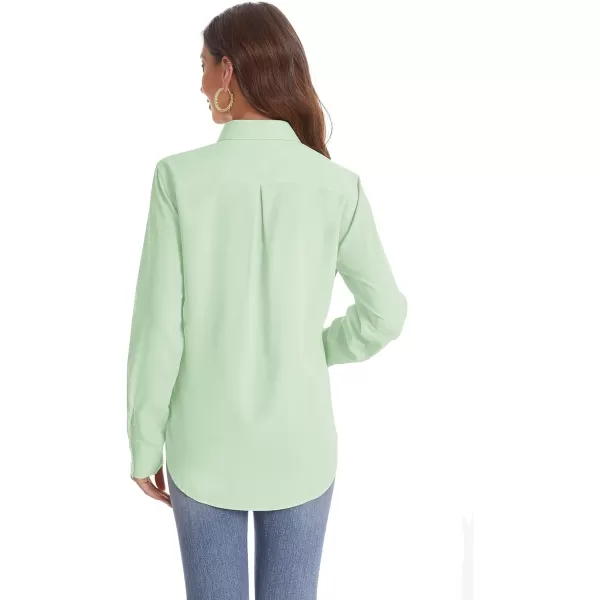 J.VER Womens Button Down Shirt Long Sleeve Wrinkle Free Lightweight Solid Chiffon Dress Shirts Work Blouse