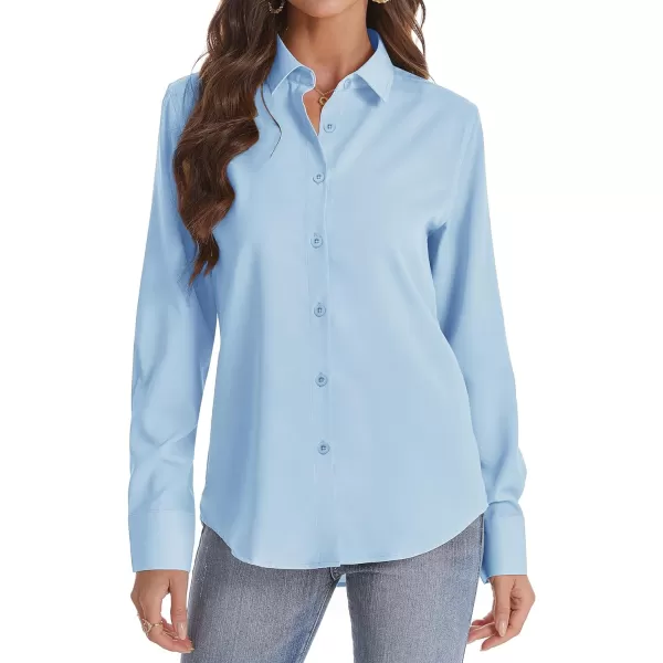 J.VER Womens Button Down Shirt Long Sleeve Wrinkle Free Lightweight Solid Chiffon Dress Shirts Work Blouse