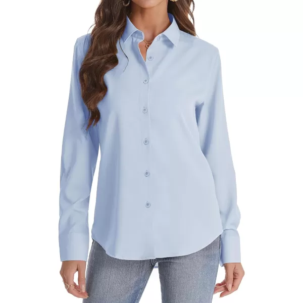 J.VER Womens Button Down Shirt Long Sleeve Wrinkle Free Lightweight Solid Chiffon Dress Shirts Work Blouse