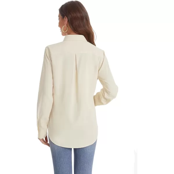 J.VER Womens Button Down Shirt Long Sleeve Wrinkle Free Lightweight Solid Chiffon Dress Shirts Work Blouse