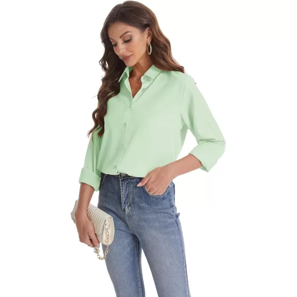 J.VER Womens Button Down Shirt Long Sleeve Wrinkle Free Lightweight Solid Chiffon Dress Shirts Work Blouse
