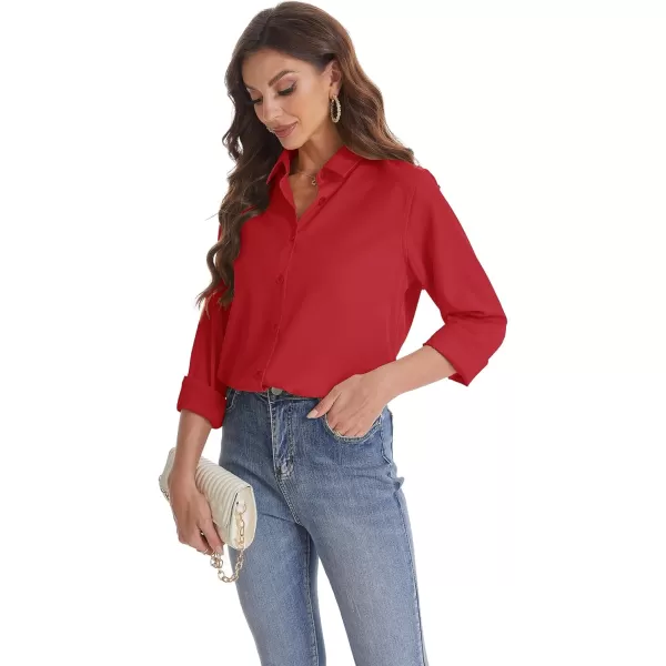 J.VER Womens Button Down Shirt Long Sleeve Wrinkle Free Lightweight Solid Chiffon Dress Shirts Work Blouse