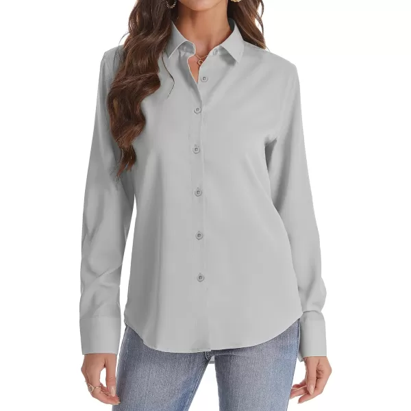 J.VER Womens Button Down Shirt Long Sleeve Wrinkle Free Lightweight Solid Chiffon Dress Shirts Work Blouse