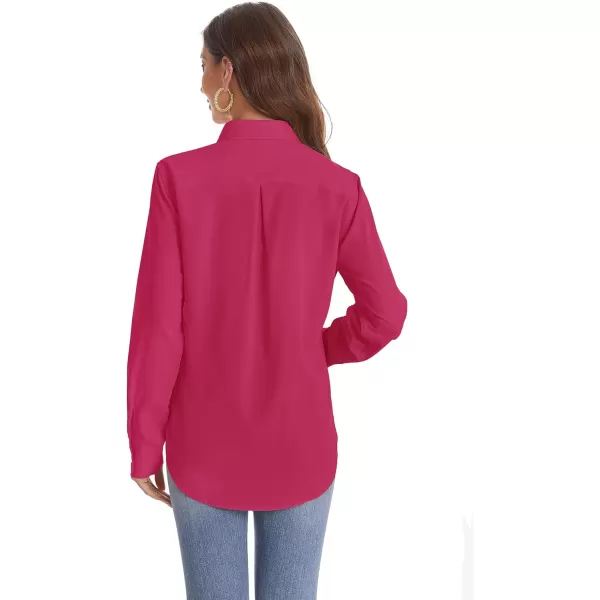 J.VER Womens Button Down Shirt Long Sleeve Wrinkle Free Lightweight Solid Chiffon Dress Shirts Work Blouse
