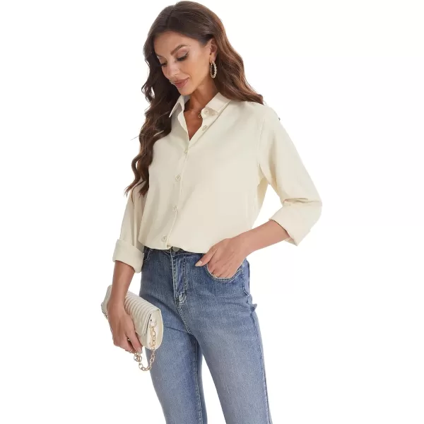 J.VER Womens Button Down Shirt Long Sleeve Wrinkle Free Lightweight Solid Chiffon Dress Shirts Work Blouse