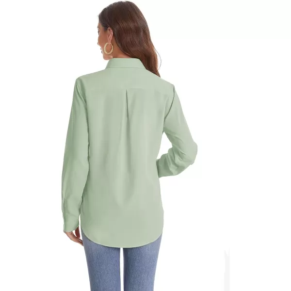 J.VER Womens Button Down Shirt Long Sleeve Wrinkle Free Lightweight Solid Chiffon Dress Shirts Work Blouse