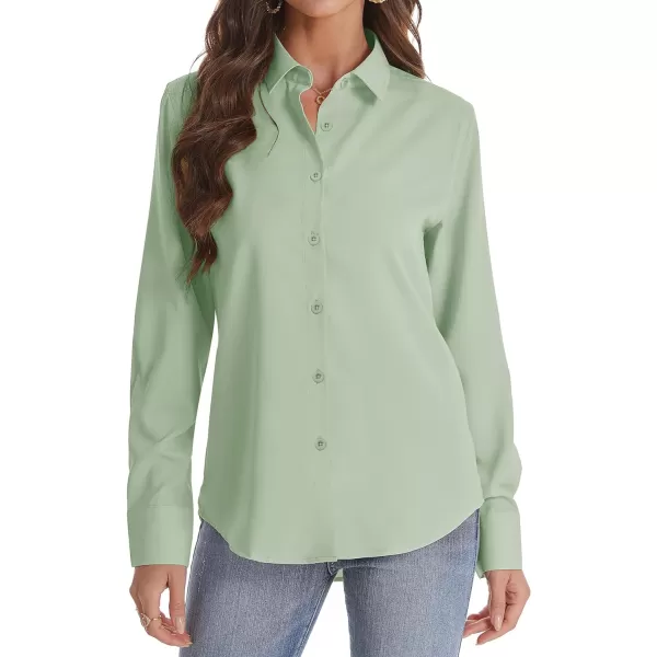 J.VER Womens Button Down Shirt Long Sleeve Wrinkle Free Lightweight Solid Chiffon Dress Shirts Work Blouse