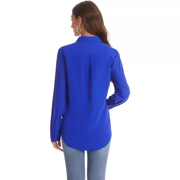 J.VER Womens Button Down Shirt Long Sleeve Wrinkle Free Lightweight Solid Chiffon Dress Shirts Work Blouse
