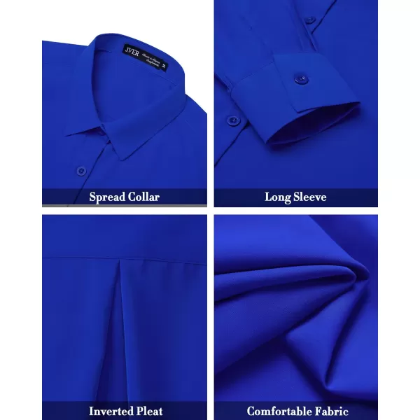 J.VER Womens Button Down Shirt Long Sleeve Wrinkle Free Lightweight Solid Chiffon Dress Shirts Work Blouse
