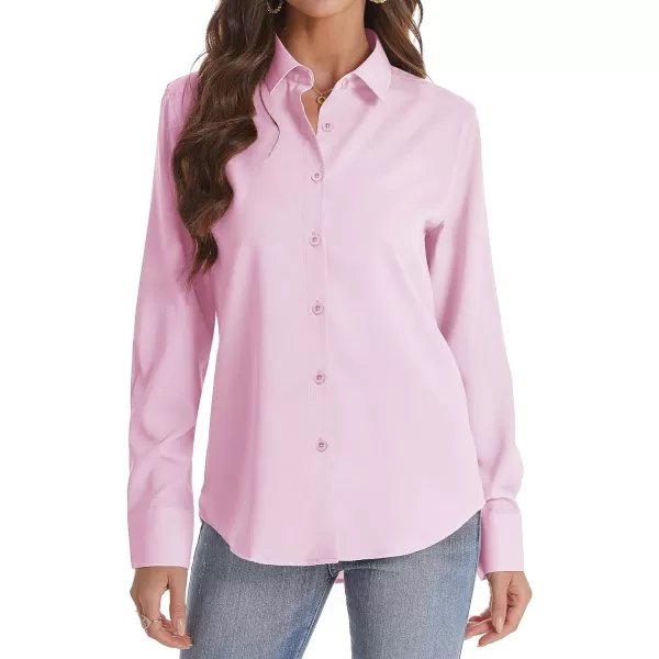J.VER Womens Button Down Shirt Long Sleeve Wrinkle Free Lightweight Solid Chiffon Dress Shirts Work Blouse