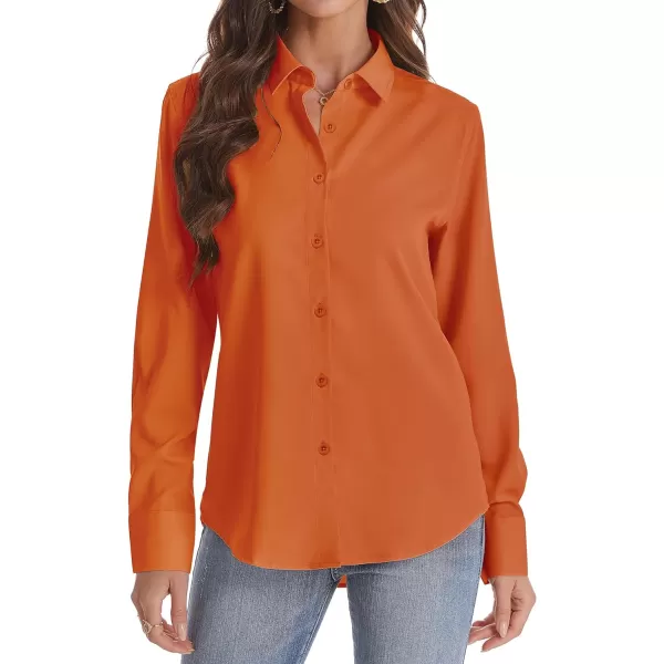 J.VER Womens Button Down Shirt Long Sleeve Wrinkle Free Lightweight Solid Chiffon Dress Shirts Work Blouse