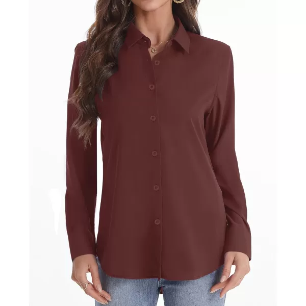 J.VER Womens Button Down Shirt Long Sleeve Wrinkle Free Lightweight Solid Chiffon Dress Shirts Work Blouse