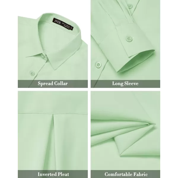 J.VER Womens Button Down Shirt Long Sleeve Wrinkle Free Lightweight Solid Chiffon Dress Shirts Work Blouse