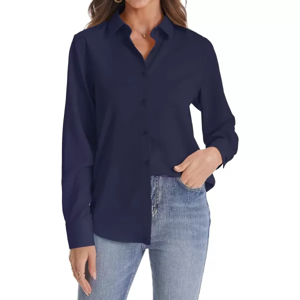 J.VER Womens Button Down Shirt Long Sleeve Wrinkle Free Lightweight Solid Chiffon Dress Shirts Work Blouse