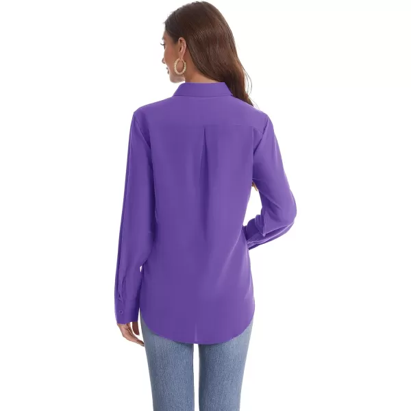 J.VER Womens Button Down Shirt Long Sleeve Wrinkle Free Lightweight Solid Chiffon Dress Shirts Work Blouse