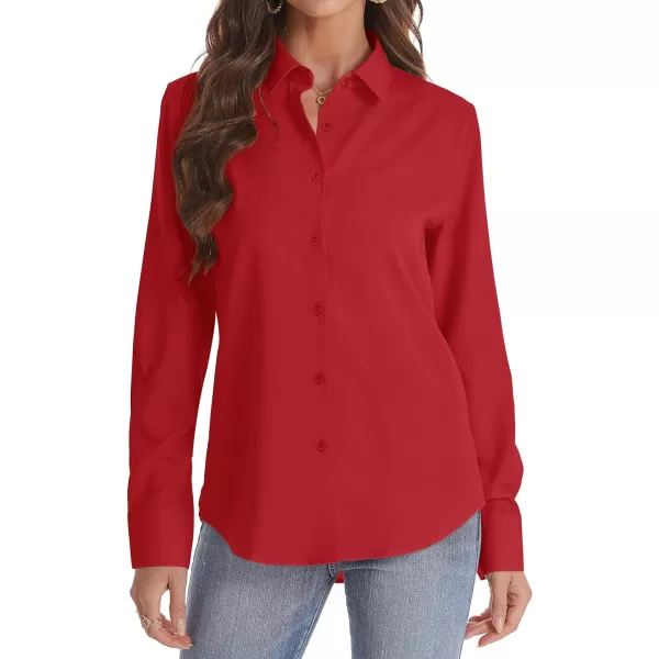J.VER Womens Button Down Shirt Long Sleeve Wrinkle Free Lightweight Solid Chiffon Dress Shirts Work Blouse