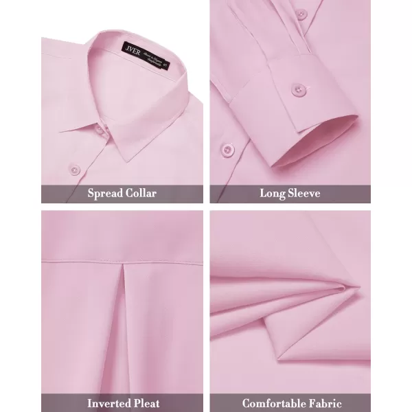 J.VER Womens Button Down Shirt Long Sleeve Wrinkle Free Lightweight Solid Chiffon Dress Shirts Work Blouse