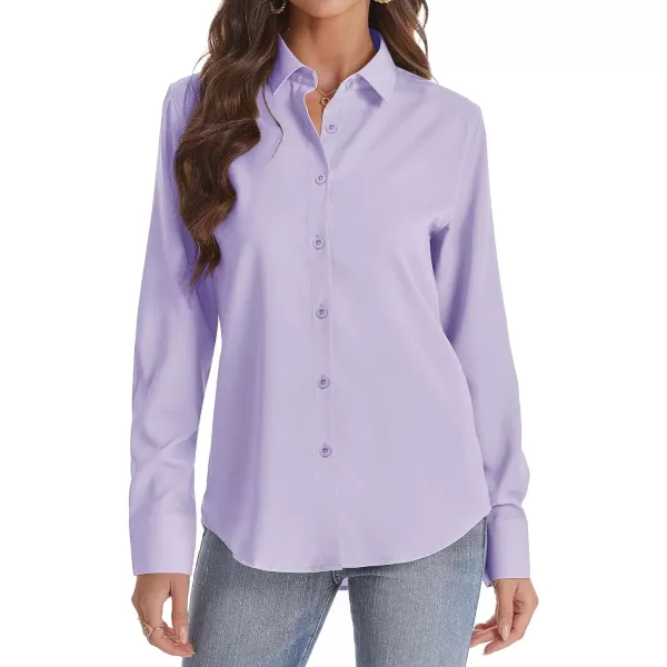 J.VER Womens Button Down Shirt Long Sleeve Wrinkle Free Lightweight Solid Chiffon Dress Shirts Work Blouse