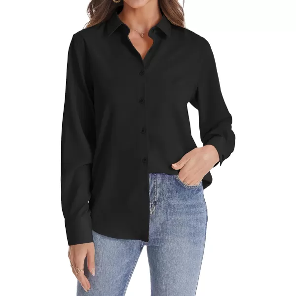 J.VER Womens Button Down Shirt Long Sleeve Wrinkle Free Lightweight Solid Chiffon Dress Shirts Work Blouse