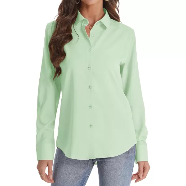 J.VER Womens Button Down Shirt Long Sleeve Wrinkle Free Lightweight Solid Chiffon Dress Shirts Work Blouse