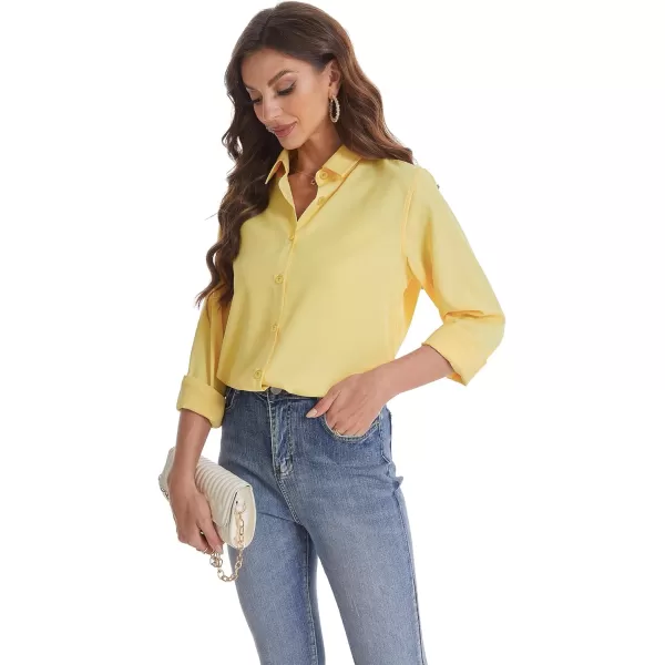 J.VER Womens Button Down Shirt Long Sleeve Wrinkle Free Lightweight Solid Chiffon Dress Shirts Work Blouse