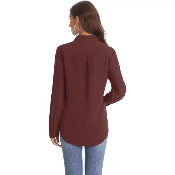 J.VER Womens Button Down Shirt Long Sleeve Wrinkle Free Lightweight Solid Chiffon Dress Shirts Work Blouse