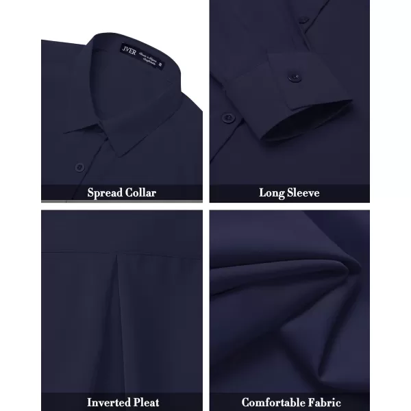 J.VER Womens Button Down Shirt Long Sleeve Wrinkle Free Lightweight Solid Chiffon Dress Shirts Work Blouse