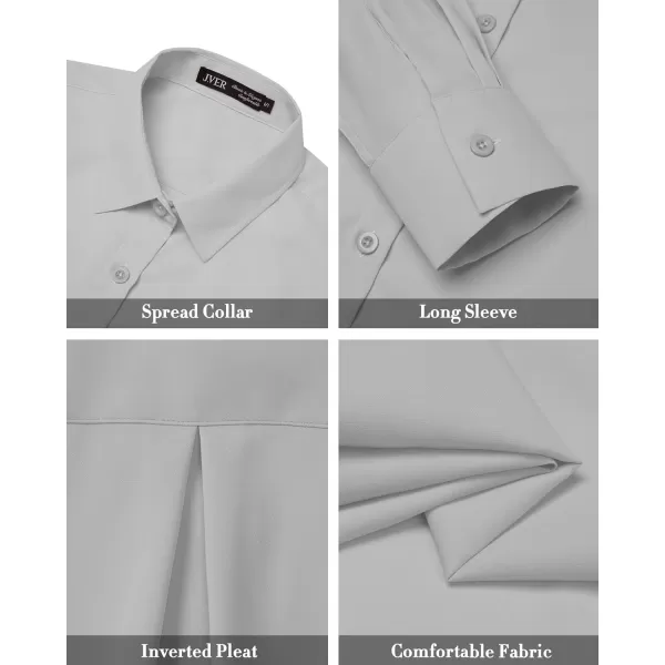 J.VER Womens Button Down Shirt Long Sleeve Wrinkle Free Lightweight Solid Chiffon Dress Shirts Work Blouse