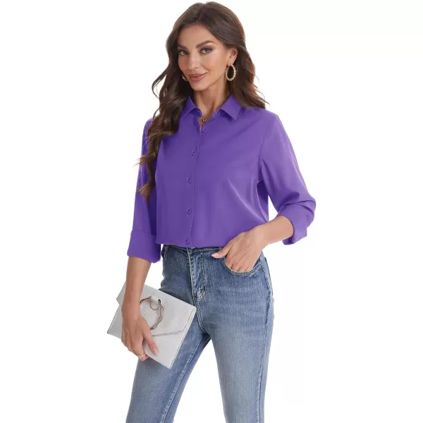 J.VER Womens Button Down Shirt Long Sleeve Wrinkle Free Lightweight Solid Chiffon Dress Shirts Work Blouse