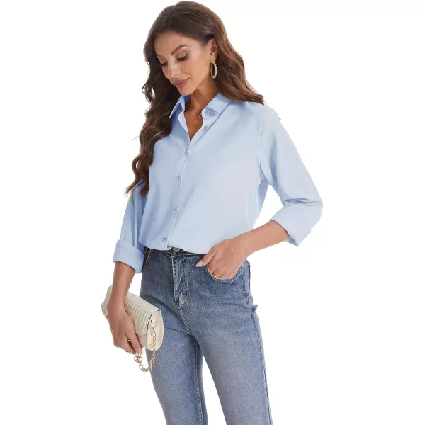 J.VER Womens Button Down Shirt Long Sleeve Wrinkle Free Lightweight Solid Chiffon Dress Shirts Work Blouse
