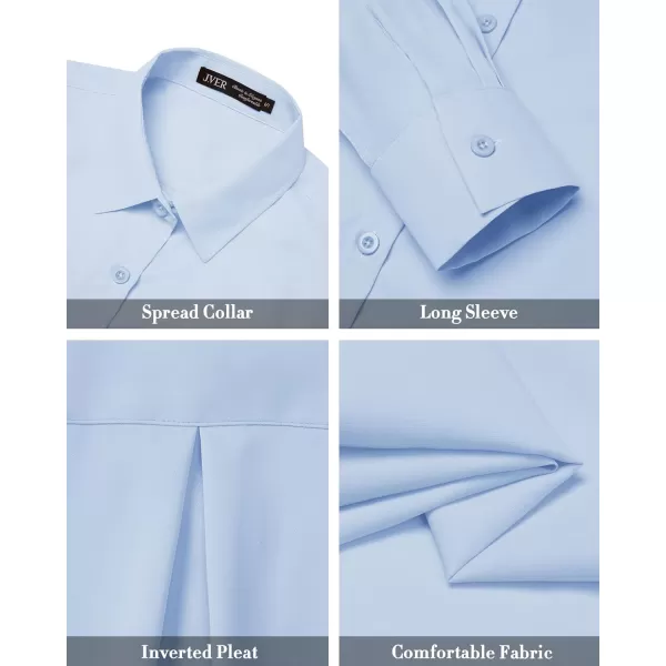 J.VER Womens Button Down Shirt Long Sleeve Wrinkle Free Lightweight Solid Chiffon Dress Shirts Work Blouse