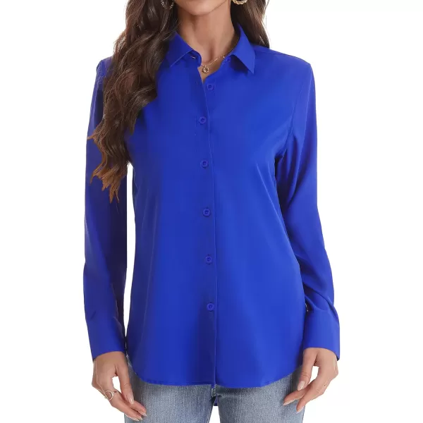 J.VER Womens Button Down Shirt Long Sleeve Wrinkle Free Lightweight Solid Chiffon Dress Shirts Work Blouse