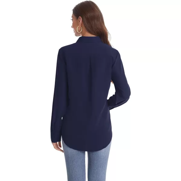 J.VER Womens Button Down Shirt Long Sleeve Wrinkle Free Lightweight Solid Chiffon Dress Shirts Work Blouse