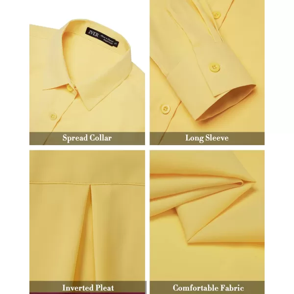 J.VER Womens Button Down Shirt Long Sleeve Wrinkle Free Lightweight Solid Chiffon Dress Shirts Work Blouse