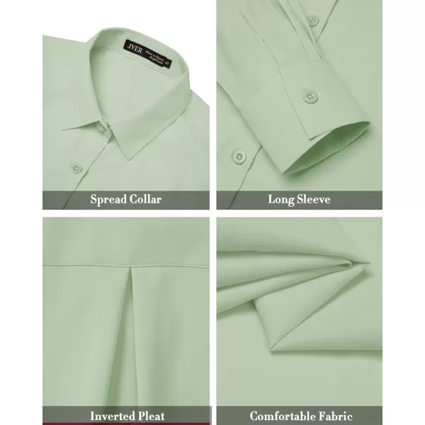 J.VER Womens Button Down Shirt Long Sleeve Wrinkle Free Lightweight Solid Chiffon Dress Shirts Work Blouse