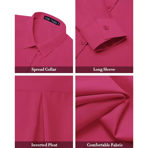 J.VER Womens Button Down Shirt Long Sleeve Wrinkle Free Lightweight Solid Chiffon Dress Shirts Work Blouse
