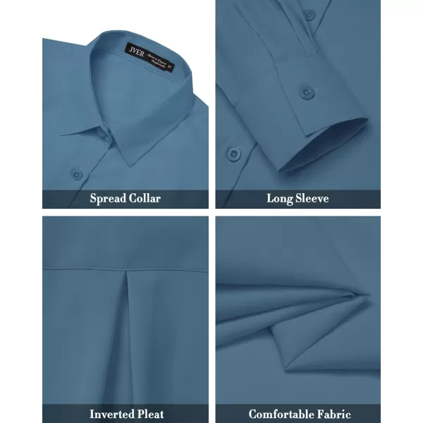 J.VER Womens Button Down Shirt Long Sleeve Wrinkle Free Lightweight Solid Chiffon Dress Shirts Work Blouse