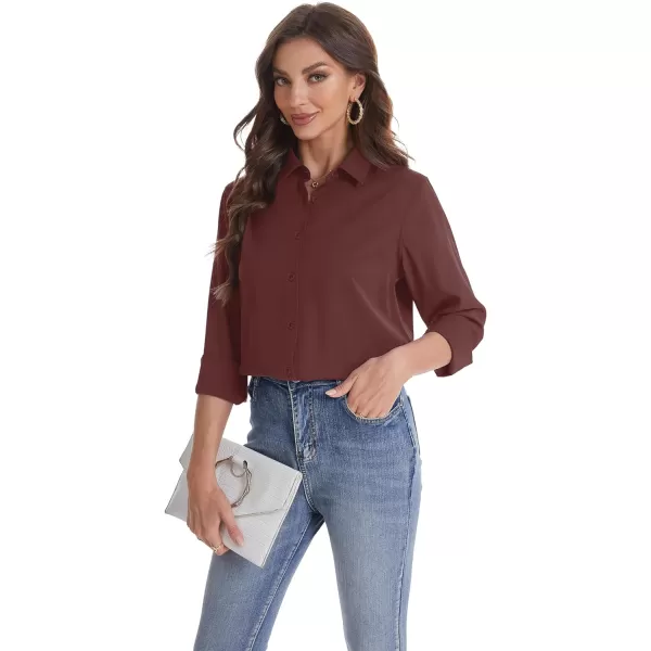 J.VER Womens Button Down Shirt Long Sleeve Wrinkle Free Lightweight Solid Chiffon Dress Shirts Work Blouse