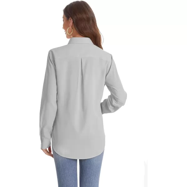 J.VER Womens Button Down Shirt Long Sleeve Wrinkle Free Lightweight Solid Chiffon Dress Shirts Work Blouse