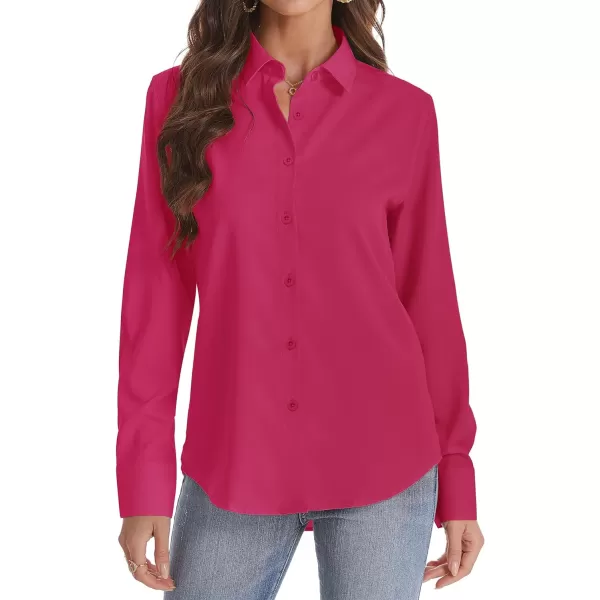 J.VER Womens Button Down Shirt Long Sleeve Wrinkle Free Lightweight Solid Chiffon Dress Shirts Work Blouse