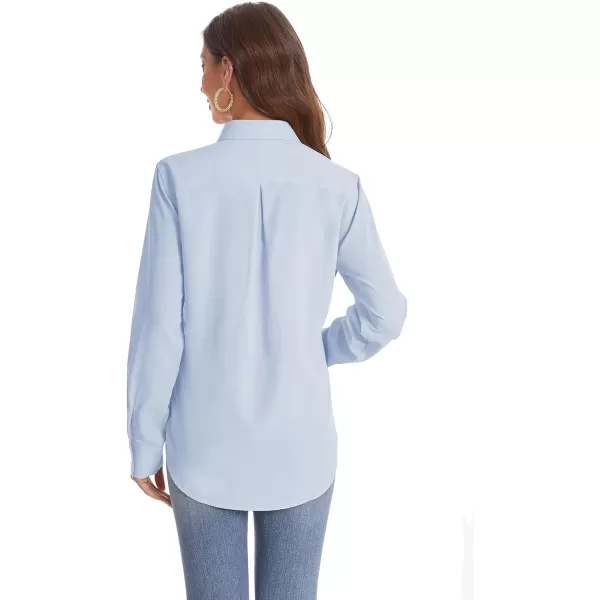 J.VER Womens Button Down Shirt Long Sleeve Wrinkle Free Lightweight Solid Chiffon Dress Shirts Work Blouse