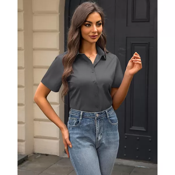 J.VER Womens Button Down Shirts Stretch Wrinkle Free Formal Short Sleeve Dress Shirt Summer Work Blouses Business Casual Tops