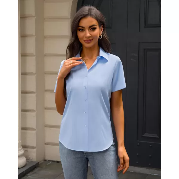 J.VER Womens Button Down Shirts Stretch Wrinkle Free Formal Short Sleeve Dress Shirt Summer Work Blouses Business Casual Tops
