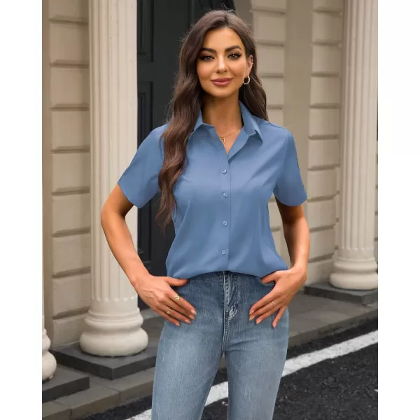 J.VER Womens Button Down Shirts Stretch Wrinkle Free Formal Short Sleeve Dress Shirt Summer Work Blouses Business Casual Tops