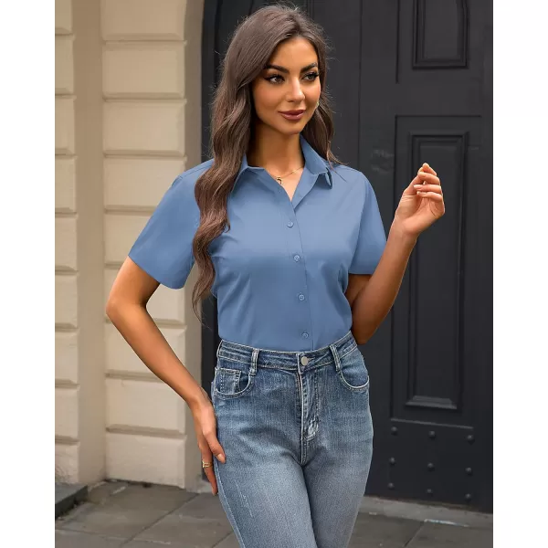 J.VER Womens Button Down Shirts Stretch Wrinkle Free Formal Short Sleeve Dress Shirt Summer Work Blouses Business Casual Tops