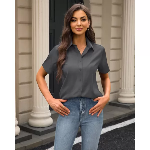 J.VER Womens Button Down Shirts Stretch Wrinkle Free Formal Short Sleeve Dress Shirt Summer Work Blouses Business Casual Tops