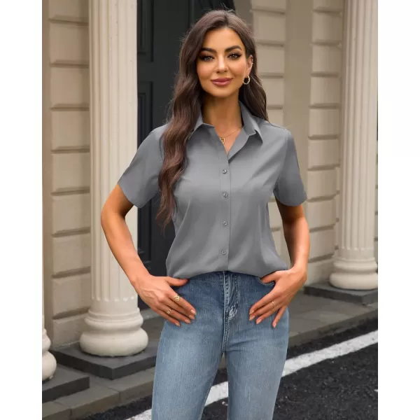 J.VER Womens Button Down Shirts Stretch Wrinkle Free Formal Short Sleeve Dress Shirt Summer Work Blouses Business Casual Tops