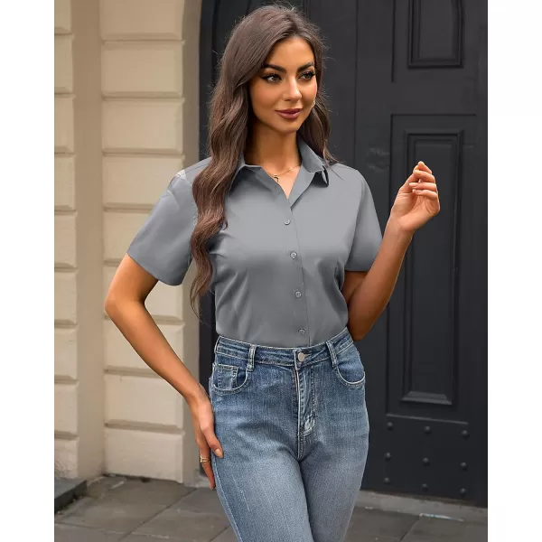 J.VER Womens Button Down Shirts Stretch Wrinkle Free Formal Short Sleeve Dress Shirt Summer Work Blouses Business Casual Tops