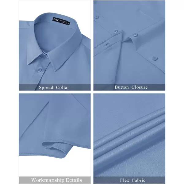 J.VER Womens Button Down Shirts Stretch Wrinkle Free Formal Short Sleeve Dress Shirt Summer Work Blouses Business Casual Tops