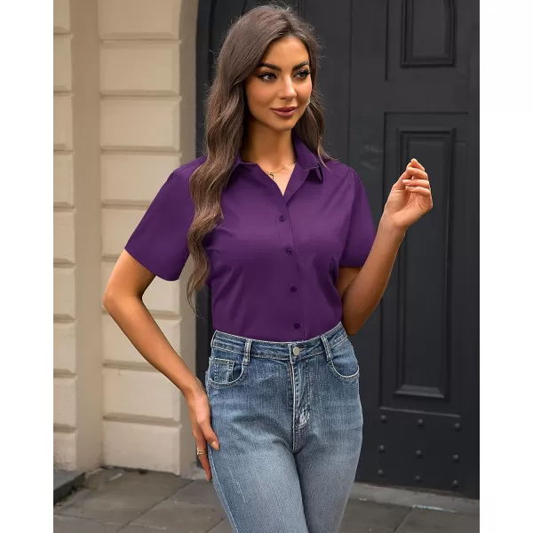 J.VER Womens Button Down Shirts Stretch Wrinkle Free Formal Short Sleeve Dress Shirt Summer Work Blouses Business Casual Tops